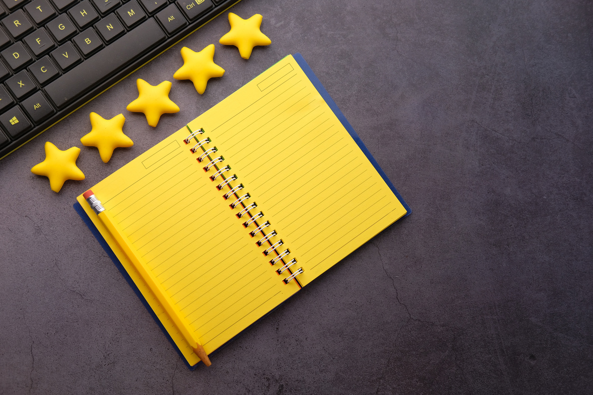Customer Review Concept with Golden Stars Ratings